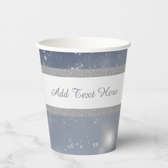 Christmas White Snowflakes Paper Cups (Front)