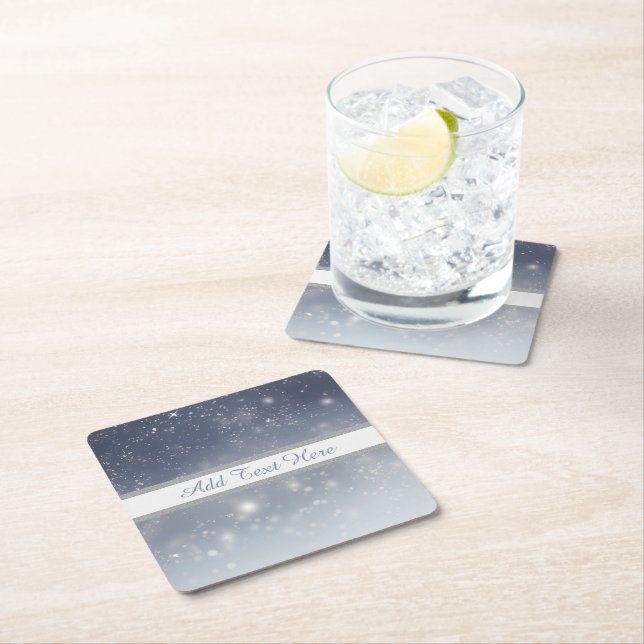 Christmas White Snowflakes Square Paper Coaster (Insitu)