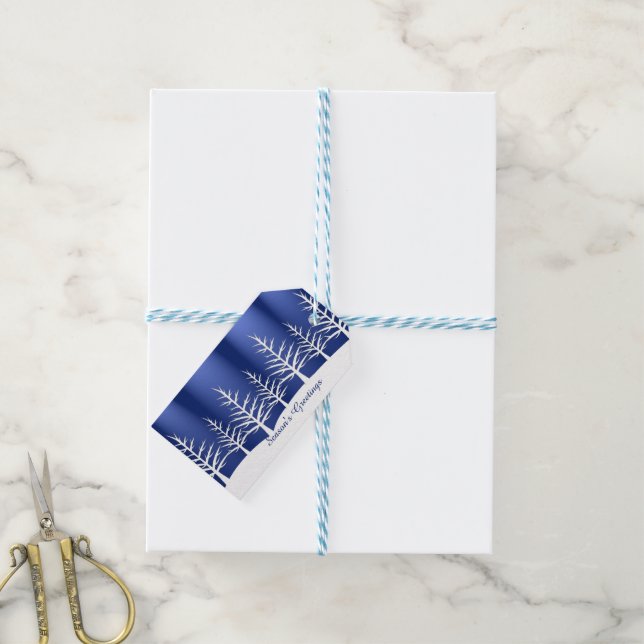 Christmas White Trees Snow Gift Tags (With Twine)
