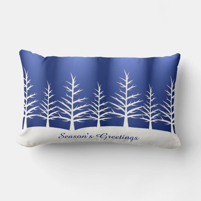 Christmas White Trees Snow Lumbar Pillow (Front)