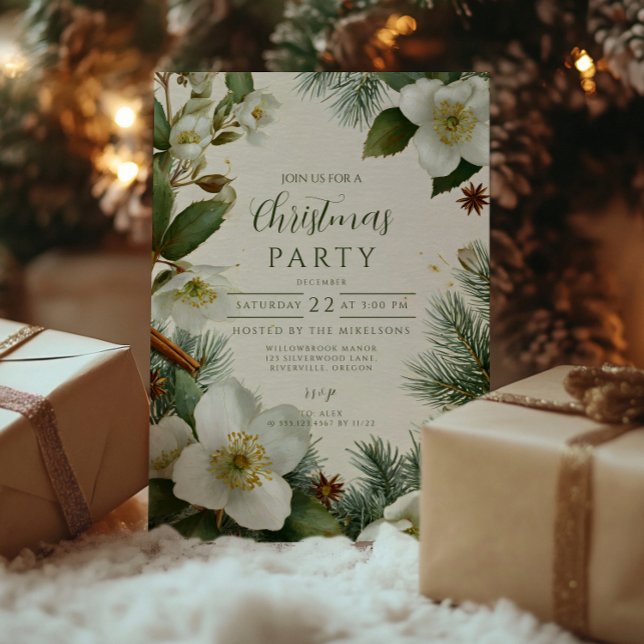 Christmas White Winter Flowers Invitation (Creator Uploaded)