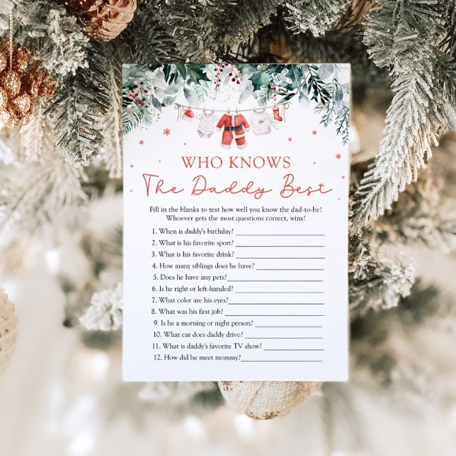 Christmas Who Knows Daddy Best Baby Shower Game Invitation (Creator Uploaded)