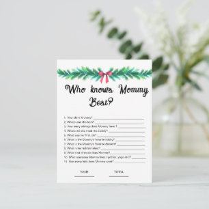 Christmas Who knows Mommy Best Baby Shower Game  Invitation