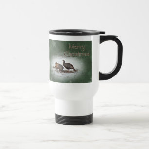 Christmas Wild Turkey in Snowy Field Travel Mug