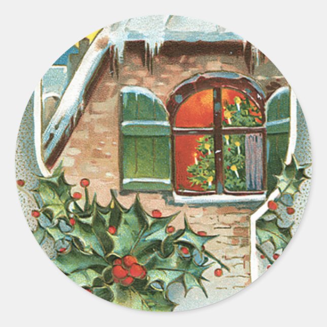 Christmas Window Classic Round Sticker (Front)