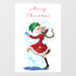 Christmas Window Cling Snowman and Girl Dancers<br><div class="desc">Window Clings with Happy Snowman and Girl Dance Tango Christmas Party Fun Cartoon Drawing - or Choose / Add Your Unique Text / Name / Colour - Make Your Special Window Cling Gift - Resize and move or remove and add elements / text with customization tool ! Drawing and Design...</div>