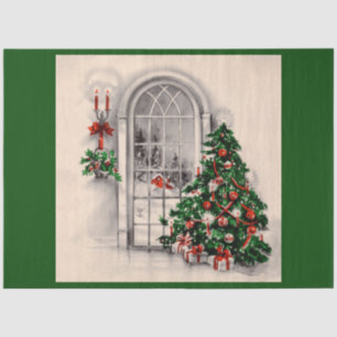 Christmas Window Lights on Green Tissue Paper