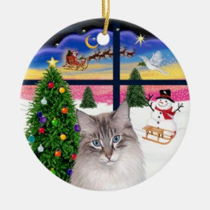 Christmas Window - Ragdoll cat Ceramic Ornament