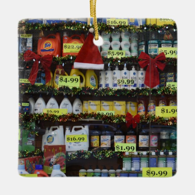 Christmas Windows NYC Discount Store Photography Ceramic Ornament (Front)