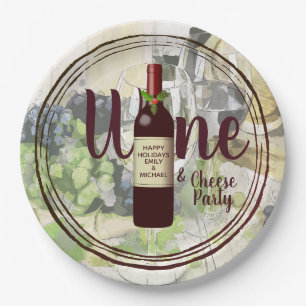 Christmas Wine and Cheese Party Corporate Event Paper Plate