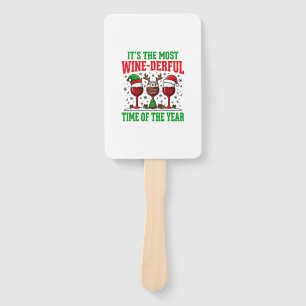 Christmas Wine-Derful Red Wine Design Hand Fan