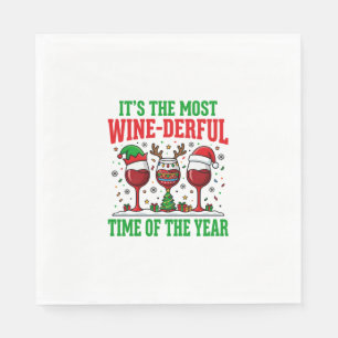 Christmas Wine-Derful Red Wine Design Napkin