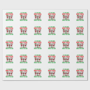 Christmas Wine-Derful Red Wine Design Wrapping Paper