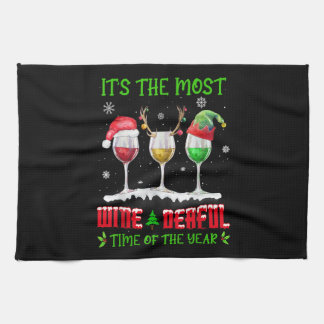 Christmas Wine - Funny Xmas Alcohol Pajama PJ Tops Kitchen Towel