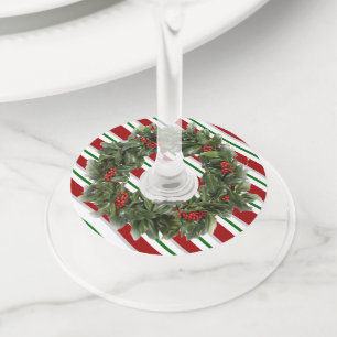 Christmas Wine Glass ID Paper Round Set of 12 Tag