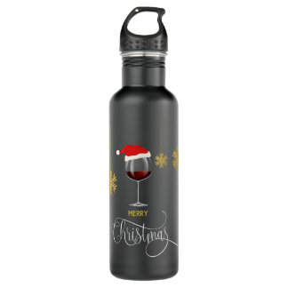 Christmas Wine Glass Santa Hat Xmas Gift for Women 710 Ml Water Bottle