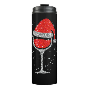 Christmas Wine Glass Snowflakes Santa Hat Red Wine Thermal Tumbler
