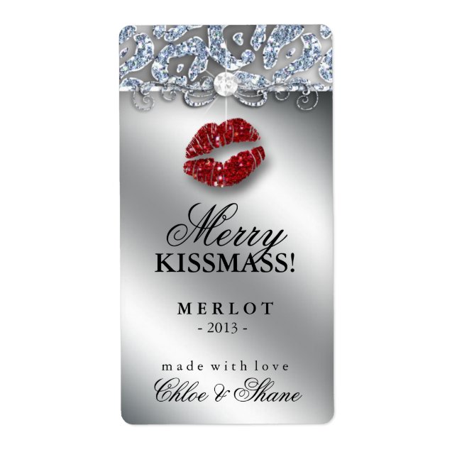 Christmas Wine Label Makeup Lips Leopard Glitter (Front)