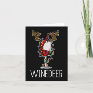 Christmas Wine Lover Reindeer Red Wine Glass  Card