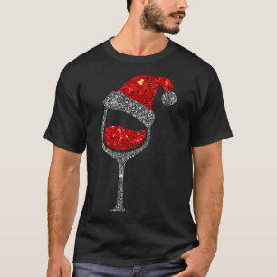 Christmas Wine Shirt - Gl Of Red Wine Santa Hat Gi