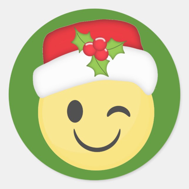 Christmas Wink Emoji Stickers (Front)