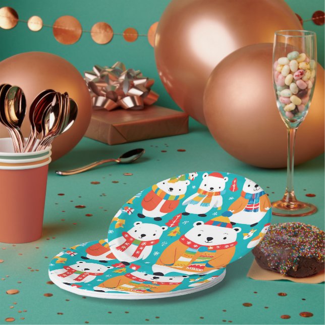 Christmas Winter Animal Party Pattern Paper Plate (Multi)