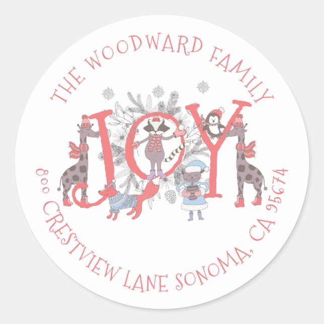 Christmas Winter Animals Holiday Classic Round Sti Sticker (Front)