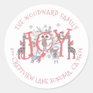 Christmas Winter Animals Holiday Classic Round Sti Sticker