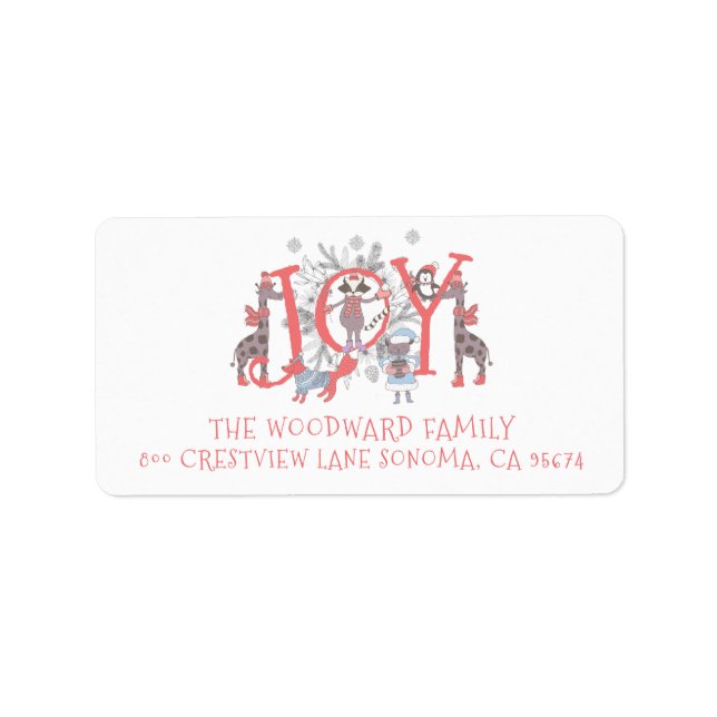 Christmas Winter Animals Holiday Return Address Label (Front)