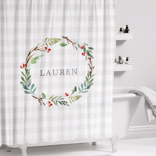 Christmas Winter Berries Wreath Monogram