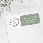 Christmas Winter Berries Wreath Return Address<br><div class="desc">Custom-designed return address labels for the holiday season featuring personalized monogram encircled in an elegant Christmas wreath with winter greenery and red berries.</div>