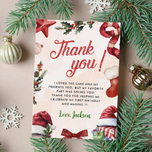 Christmas Winter Birthday Party Thank You Card