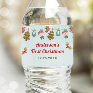 Christmas Winter Birthday Party Water Bottle Label