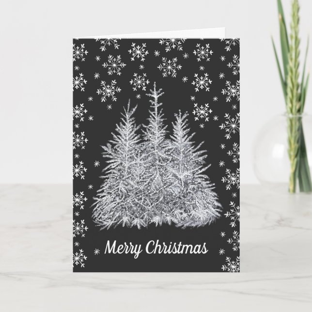 Christmas Winter - black & white Card (Front)