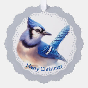 Christmas Winter Bluejay Bird Wildlife Nature Ornament Card