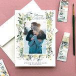 Christmas Winter Botanical Watercolor Holiday Card<br><div class="desc">Merry Christmas modern elegant watercolor dried botanical floral muted greenery colours holiday one photo Christmas card.</div>