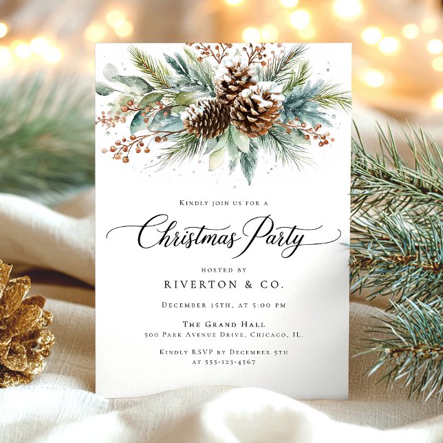 Christmas Winter Botanical Watercolor Party Invitation (Creator Uploaded)