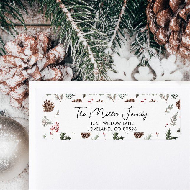 Christmas Winter Botanicals Pine Return Address (Creator Uploaded)