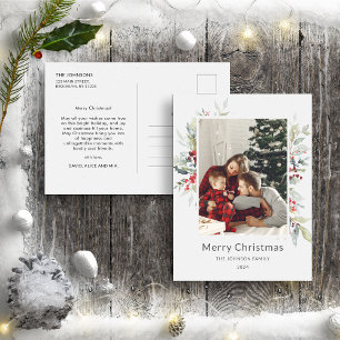 Christmas Winter Bouquet of Red Berries One Photo Postcard