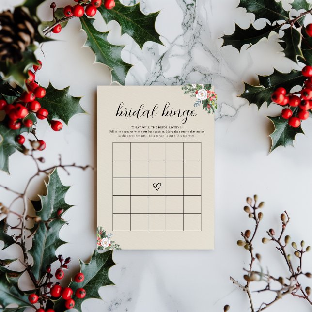 Christmas Winter Bridal Shower Bingo Game Card (Creator Uploaded)
