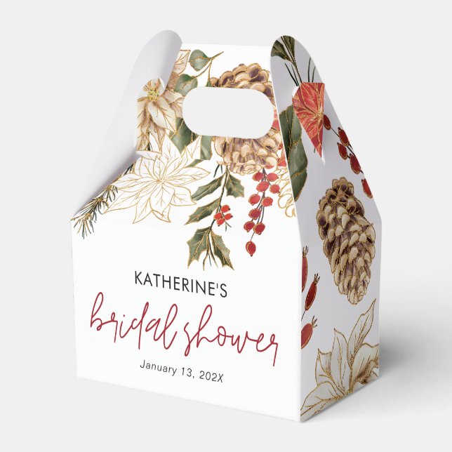 Christmas Winter Bridal Shower Favor Box (Front Side)