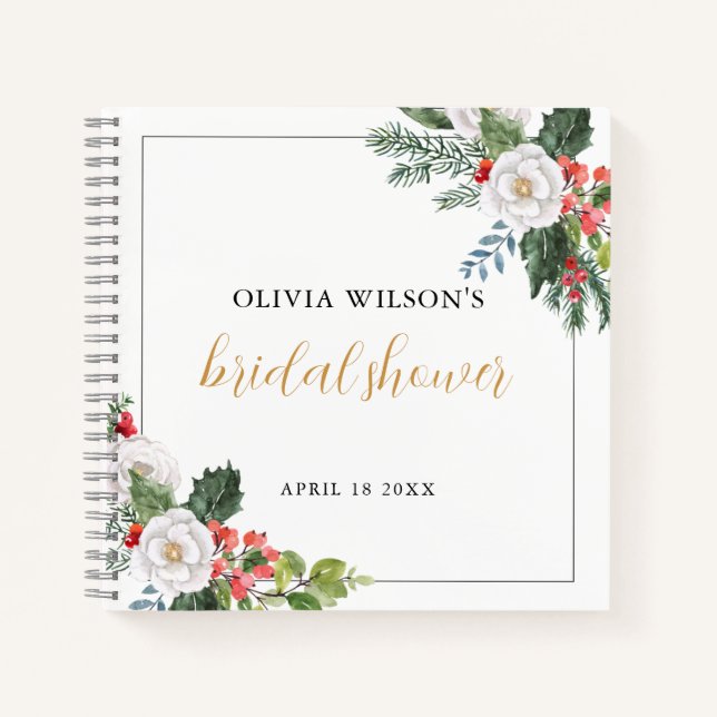 Christmas Winter Bridal Shower Guest  Notebook (Front)