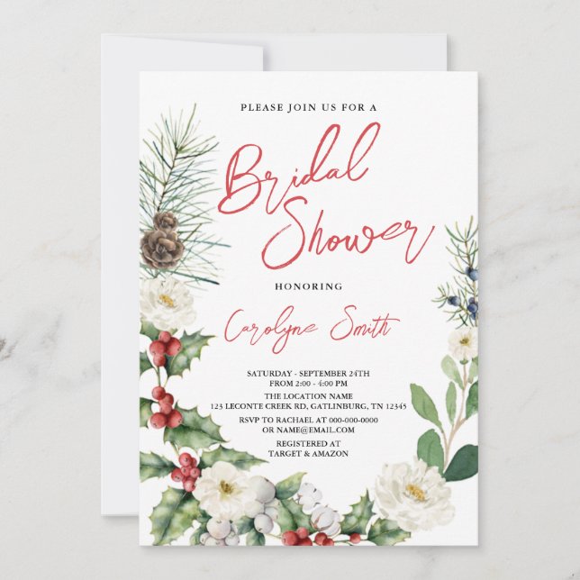 Christmas, Winter Bridal Shower Invitation (Front)