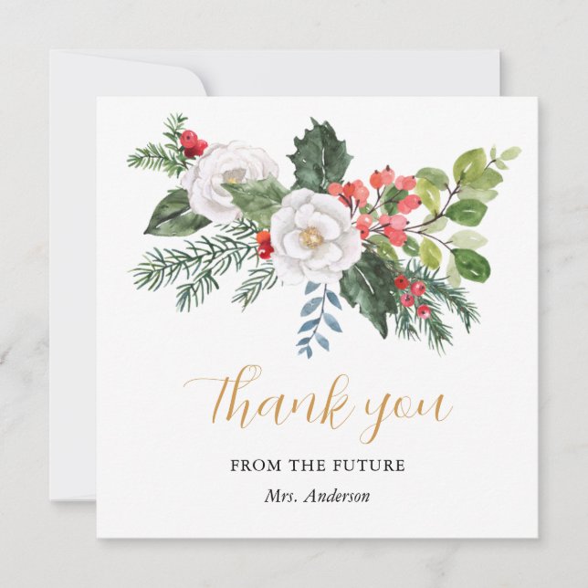Christmas Winter Bridal Shower Thank You Card (Front)