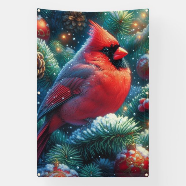Christmas/winter Cardinal  Banner (Vertical)