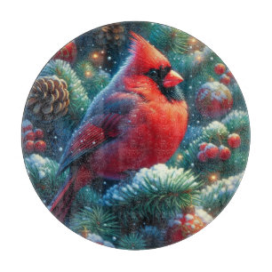 Christmas/winter Cardinal Cutting Board