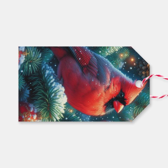 Christmas/winter Cardinal  Gift Tags (Front (Horizontal))