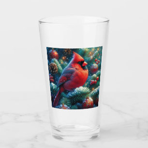 Christmas/winter Cardinal  Glass