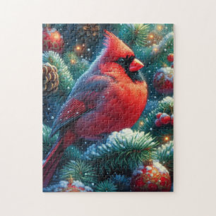 Christmas/winter Cardinal  Jigsaw Puzzle