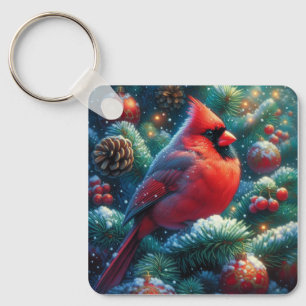 Christmas/winter Cardinal  Keychain